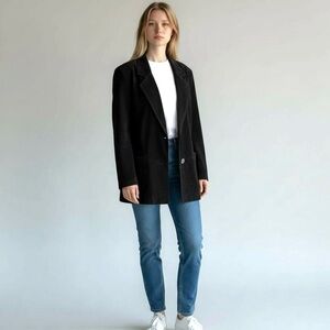 Vintage 80’s Bloomingdale's Oversized Black Genuine Suede Leather Blazer